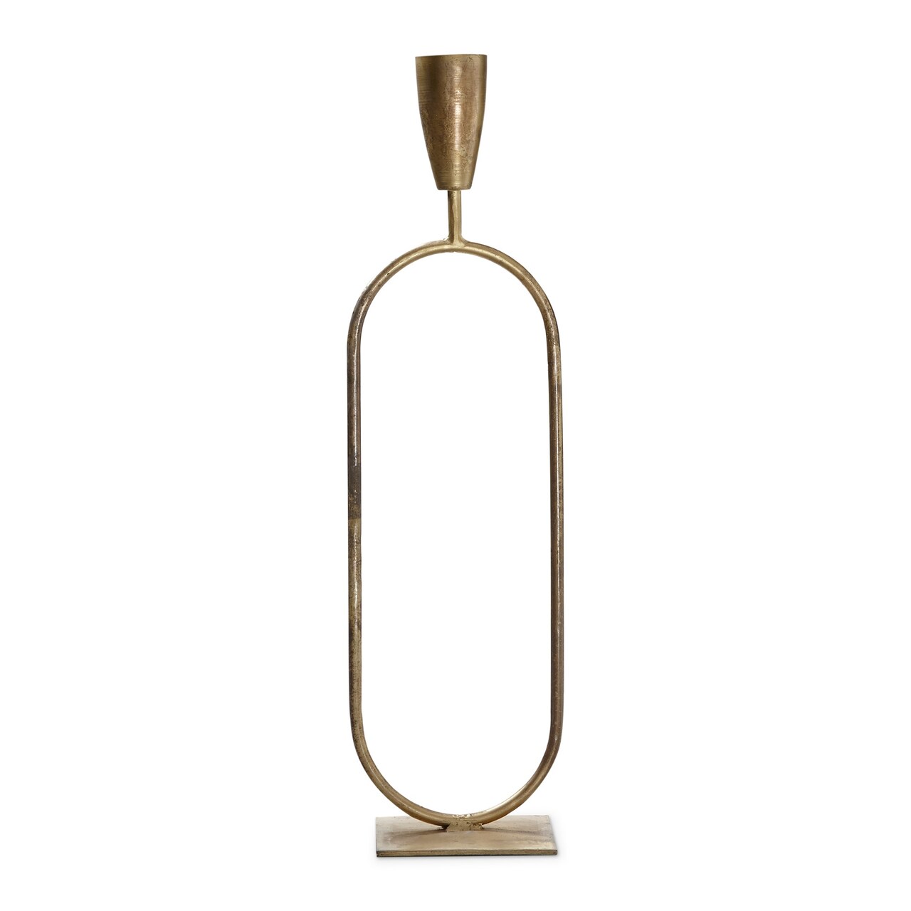 Small Gold Iron Trumpet Taper Holder Candle Holder Candlestick Everyday Decor 20.5 in H x 5.75 in L x 4.75 in W